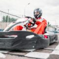 Kart racer on start line, go cart driver