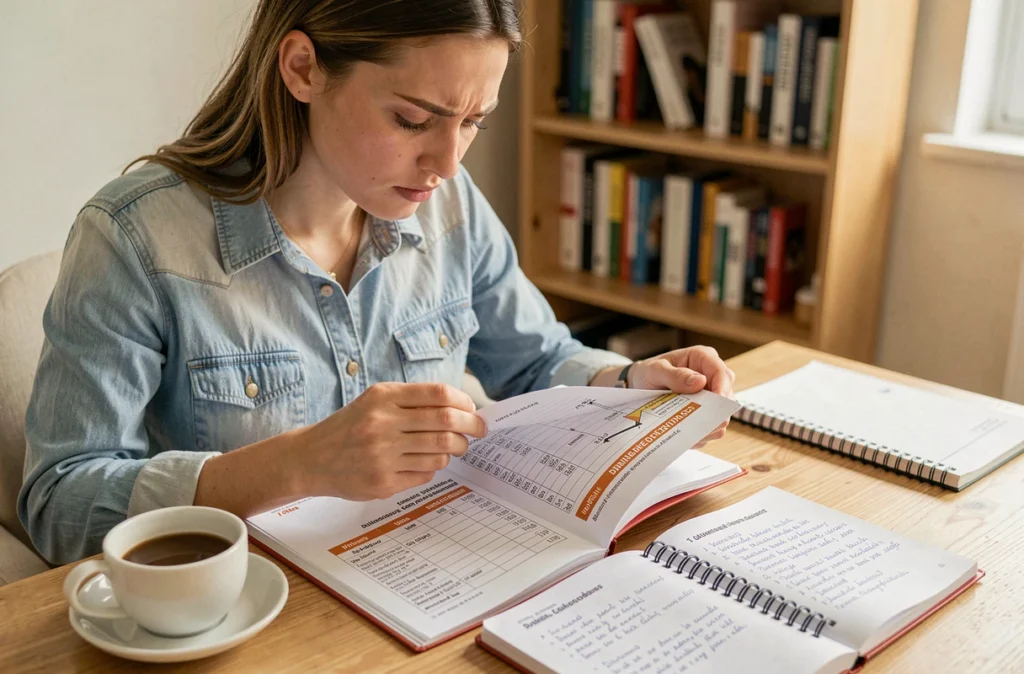 Jeune femme étudiant les infractions du code de la route et le barème de retrait de points du permis probatoire